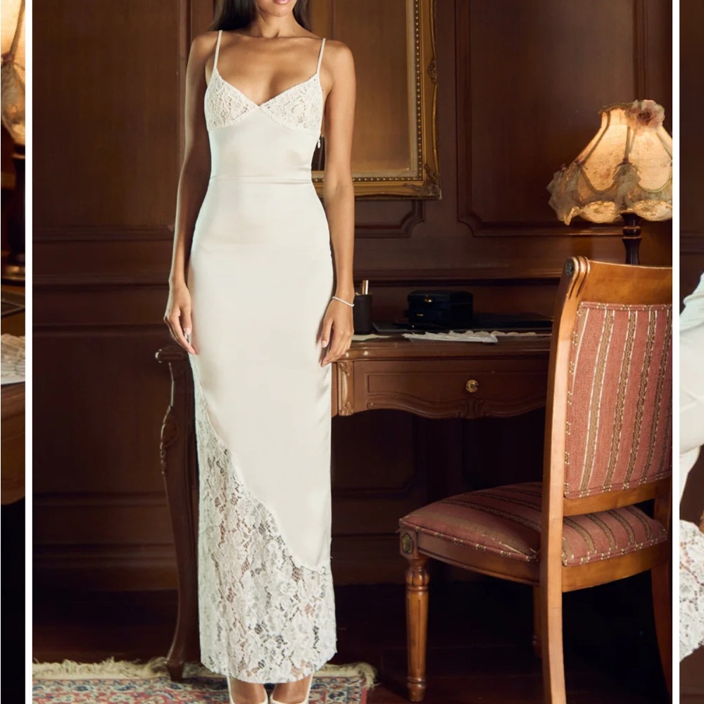 Chic white Lace Slip Dress